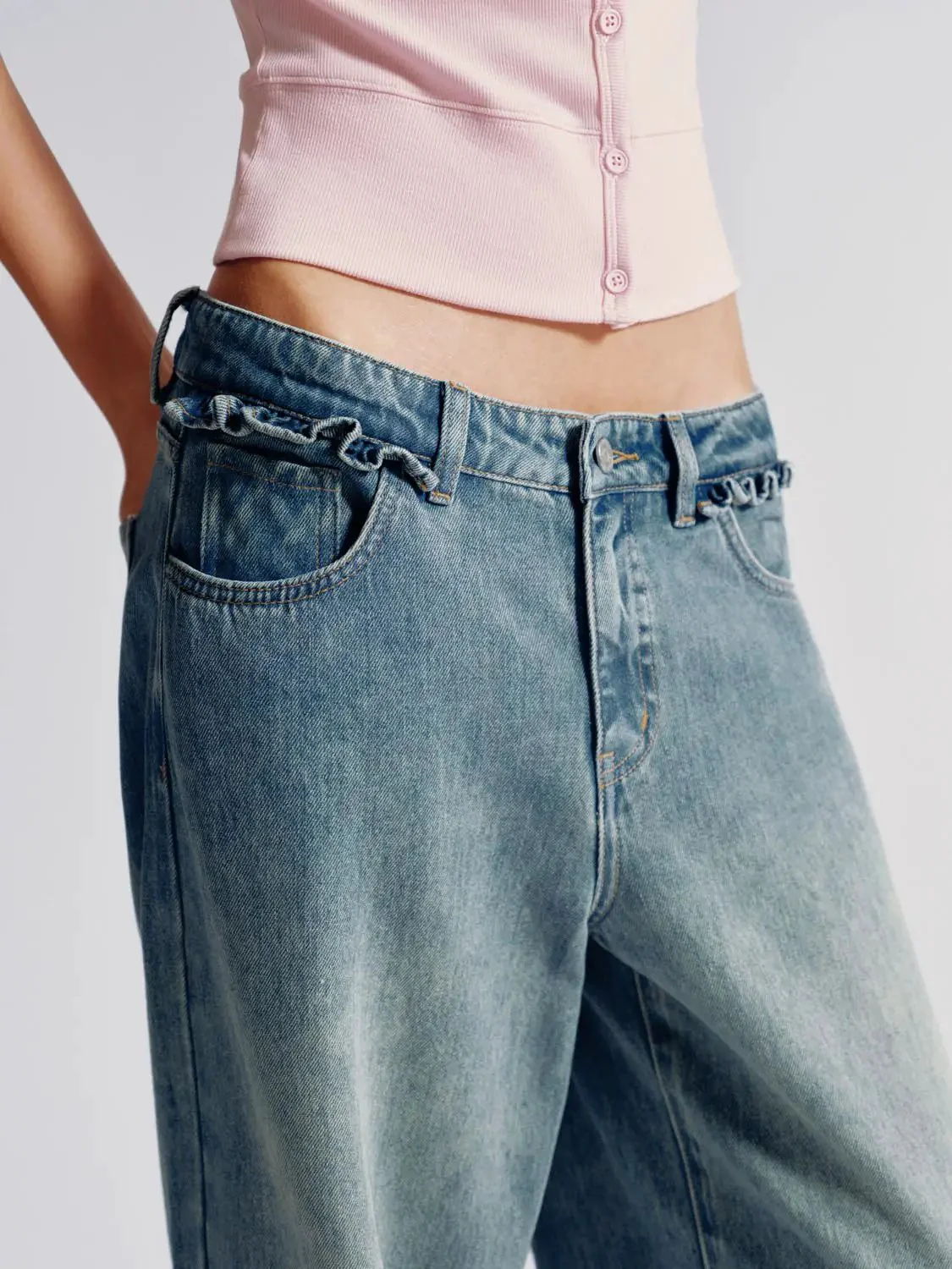 4948-wide-leg-jeans-non-stretch-denim-with-relaxed-fit-for-daily-wear-5.webp Wide Leg Jeans Non Stretch Denim With Relaxed Fit For Daily Wear