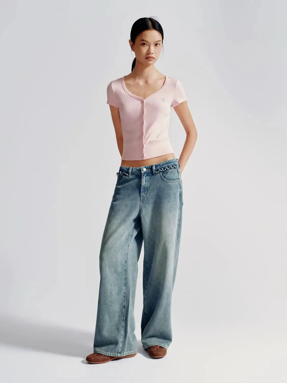 4948-wide-leg-jeans-non-stretch-denim-with-relaxed-fit-for-daily-wear-7.webp Wide Leg Jeans Non Stretch Denim With Relaxed Fit For Daily Wear