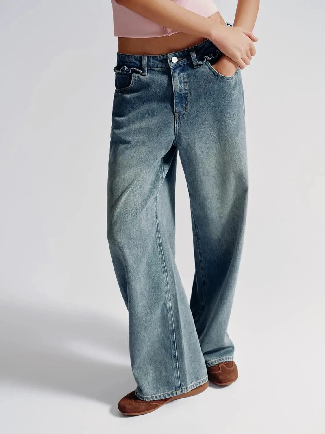 4948-wide-leg-jeans-non-stretch-denim-with-relaxed-fit-for-daily-wear-9.webp Wide Leg Jeans Non Stretch Denim With Relaxed Fit For Daily Wear