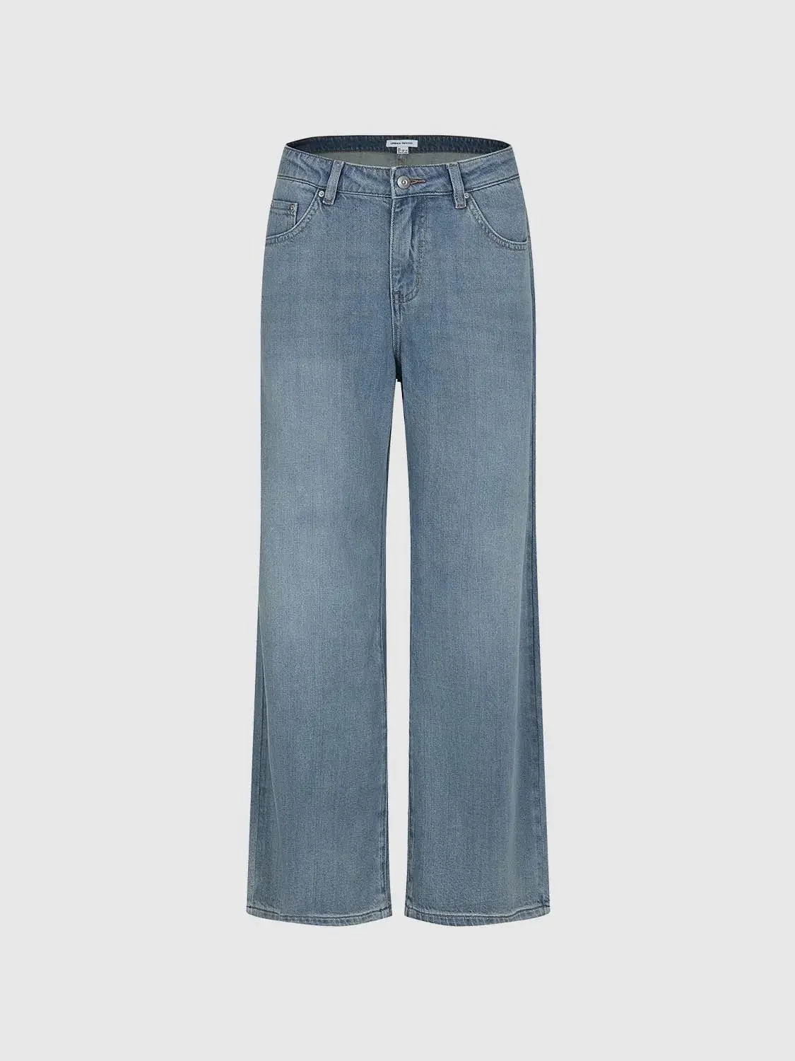 Wide Leg Jeans Non Stretch Denim With Comfortable Fit