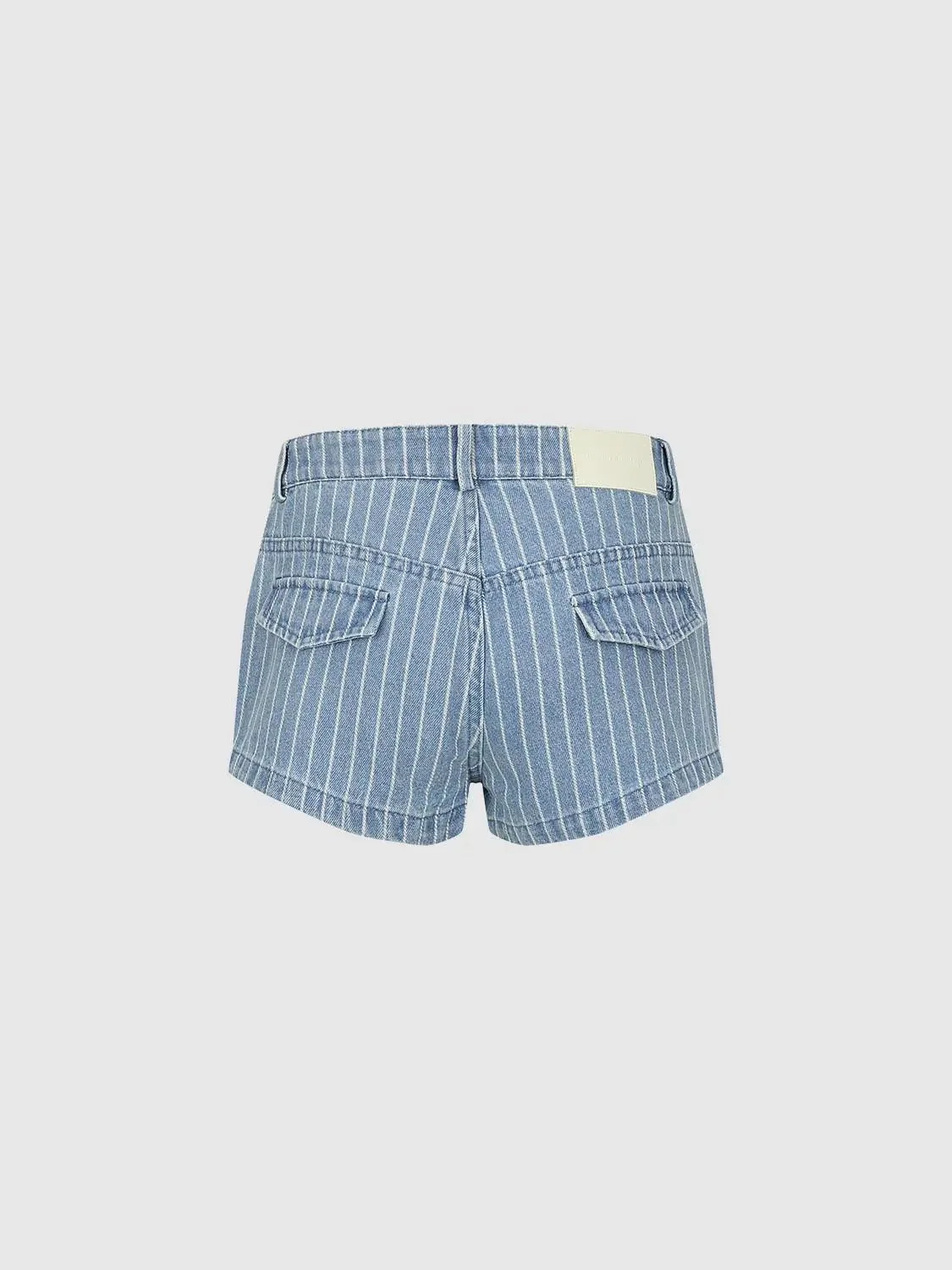 4969-lightwash-contrast-striped-denim-high-rise-mini-shorts-2.webp Lightwash Contrast Striped Denim High Rise Mini Shorts