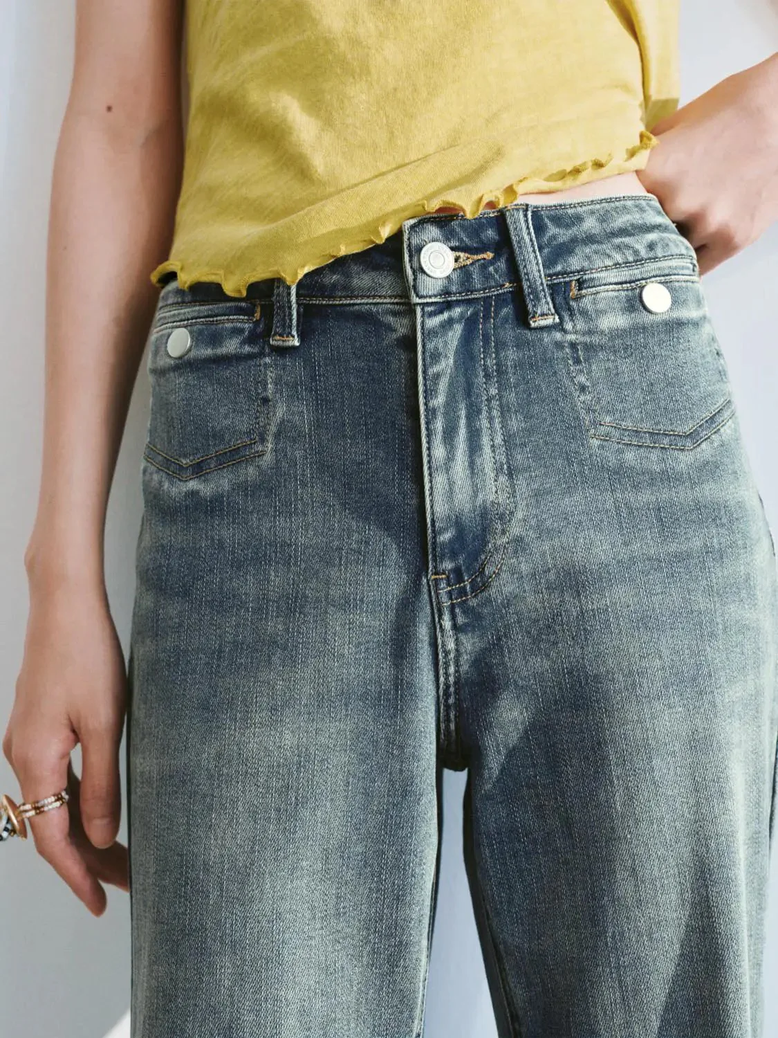 5017-washed-flare-leg-jeans-with-slight-stretch-denim-6.webp Washed Flare Leg Jeans With Slight Stretch Denim
