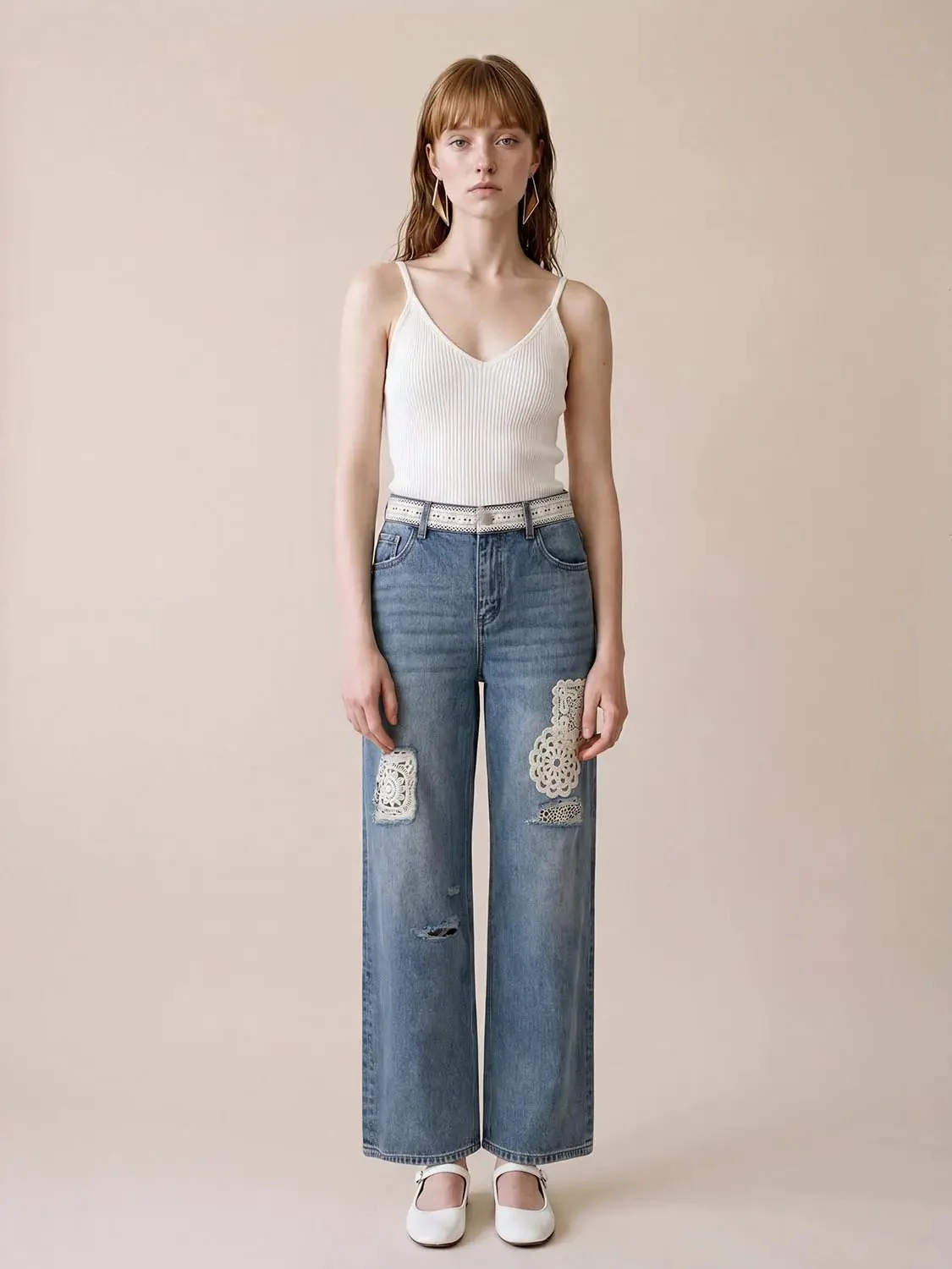 5076-crochet-lace-patch-distressed-denim-wide-leg-jeans-4.webp Crochet Lace Patch Distressed Denim Wide Leg Jeans