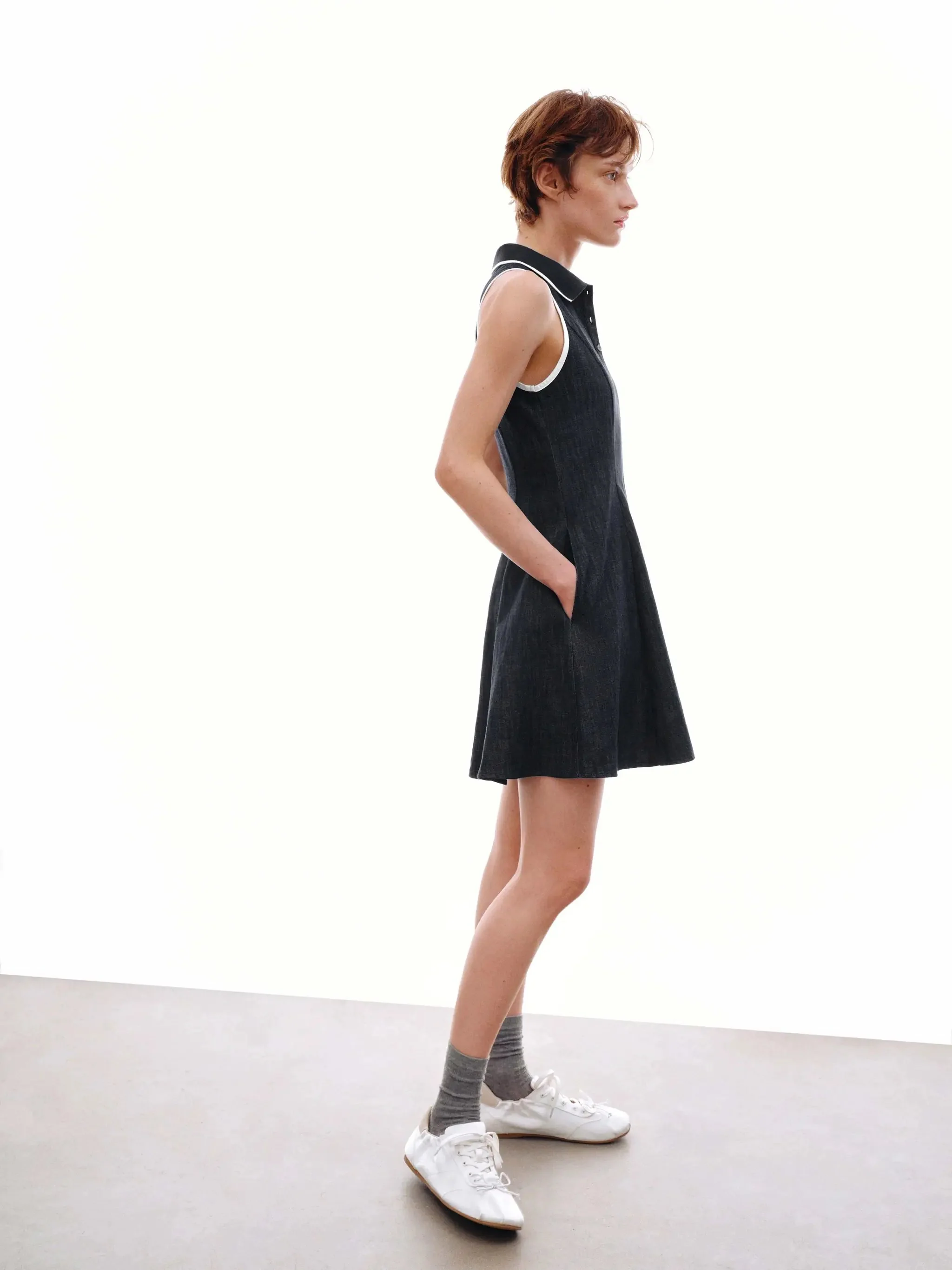 5090-contrast-trim-polo-neck-denim-midi-dresses-4.webp Contrast Trim Polo Neck Denim Midi Dresses
