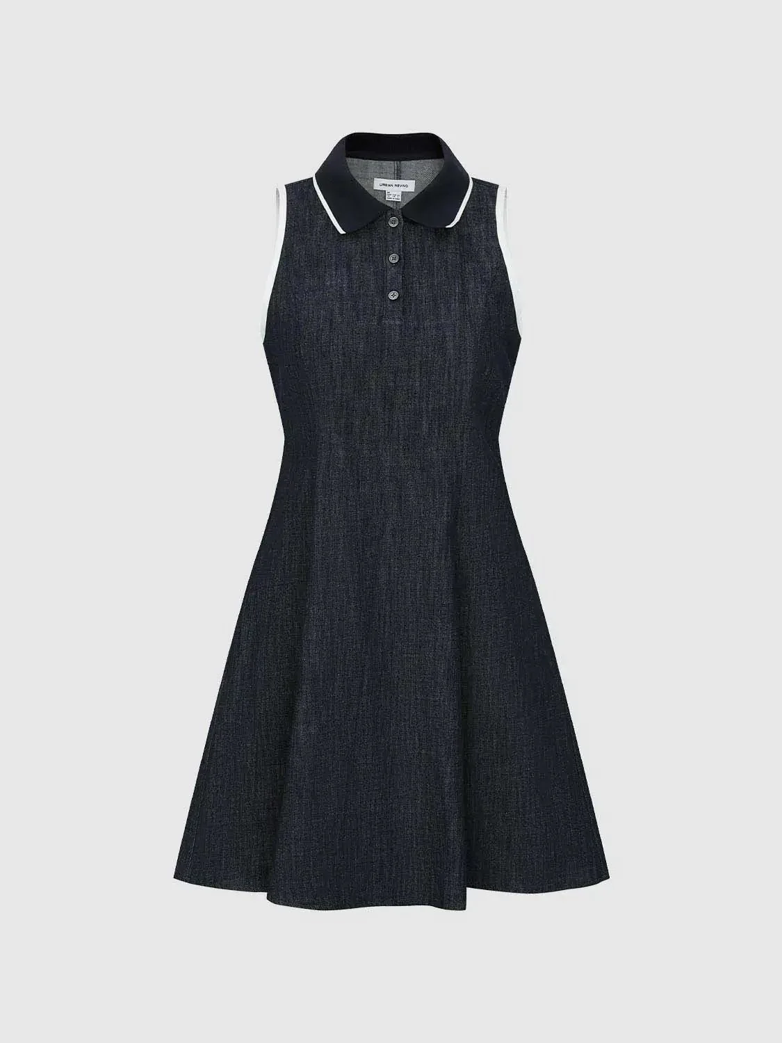 5090-contrast-trim-polo-neck-denim-midi-dresses-7.webp Contrast Trim Polo Neck Denim Midi Dresses