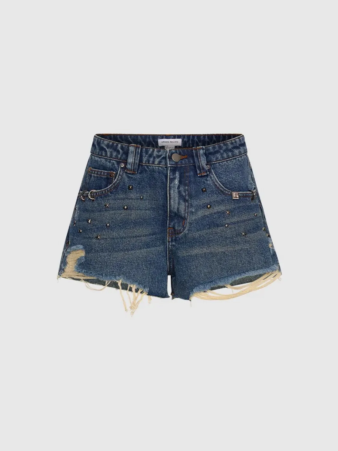 5108-distressed-denim-with-raw-hem-and-studded-detailing-shorts-2.webp Distressed Denim With Raw Hem And Studded Detailing Shorts
