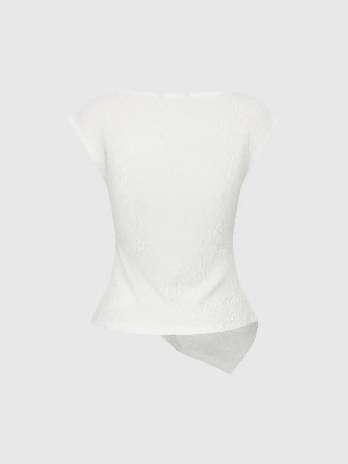 511-cotton-asymmetric-front-knot-cap-sleeve-t-shirt-2.webp Cotton Asymmetric Front Knot Cap Sleeve T Shirt