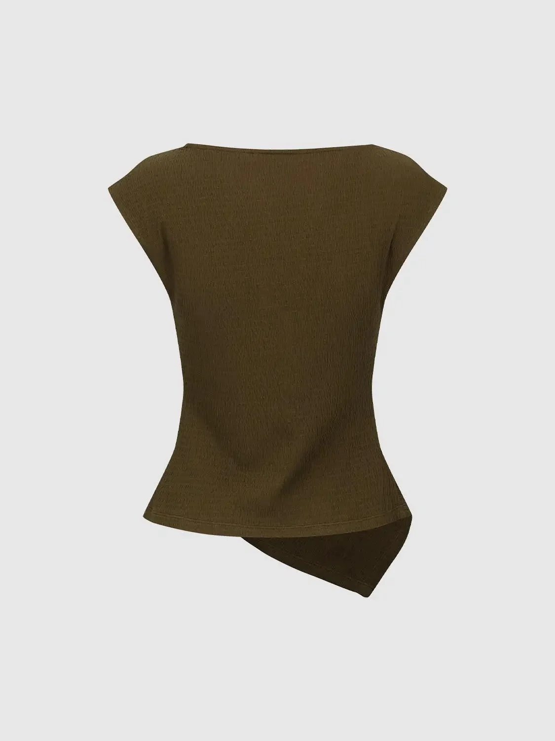 511-cotton-asymmetric-front-knot-cap-sleeve-t-shirt-5.webp Cotton Asymmetric Front Knot Cap Sleeve T Shirt