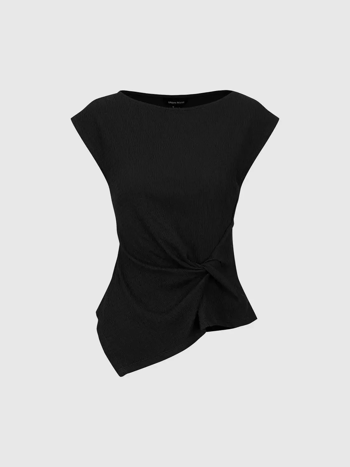 511-cotton-asymmetric-front-knot-cap-sleeve-t-shirt-7.webp Cotton Asymmetric Front Knot Cap Sleeve T Shirt