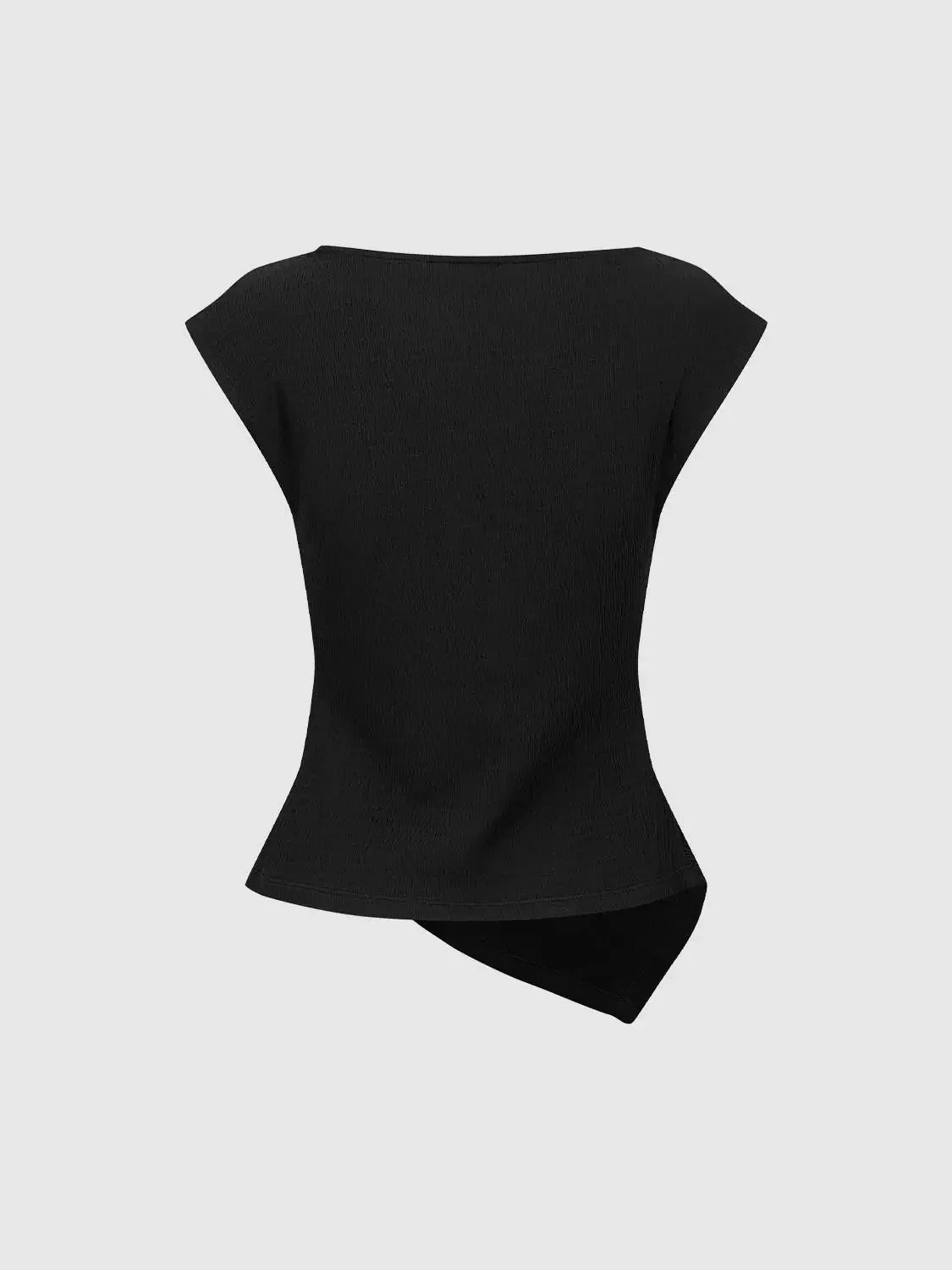 511-cotton-asymmetric-front-knot-cap-sleeve-t-shirt-8.webp Cotton Asymmetric Front Knot Cap Sleeve T Shirt