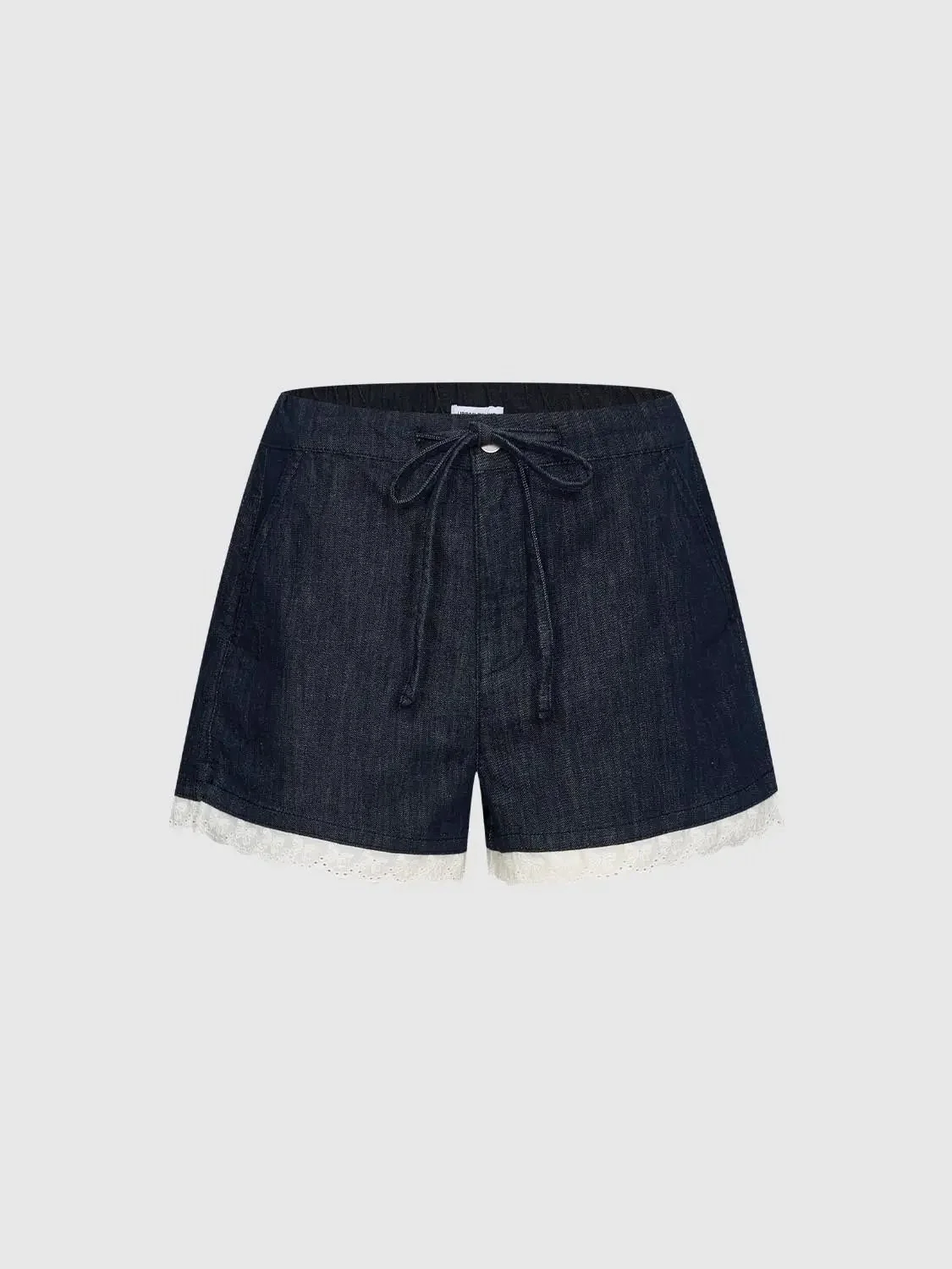 5129-dark-denim-with-lace-trim-drawstring-shorts-2.webp Dark Denim With Lace Trim Drawstring Shorts