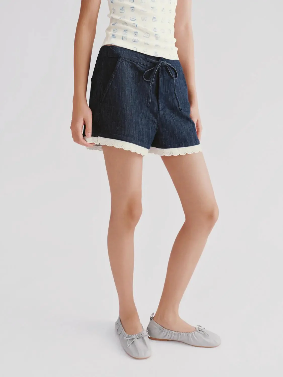 5129-dark-denim-with-lace-trim-drawstring-shorts-3.webp Dark Denim With Lace Trim Drawstring Shorts
