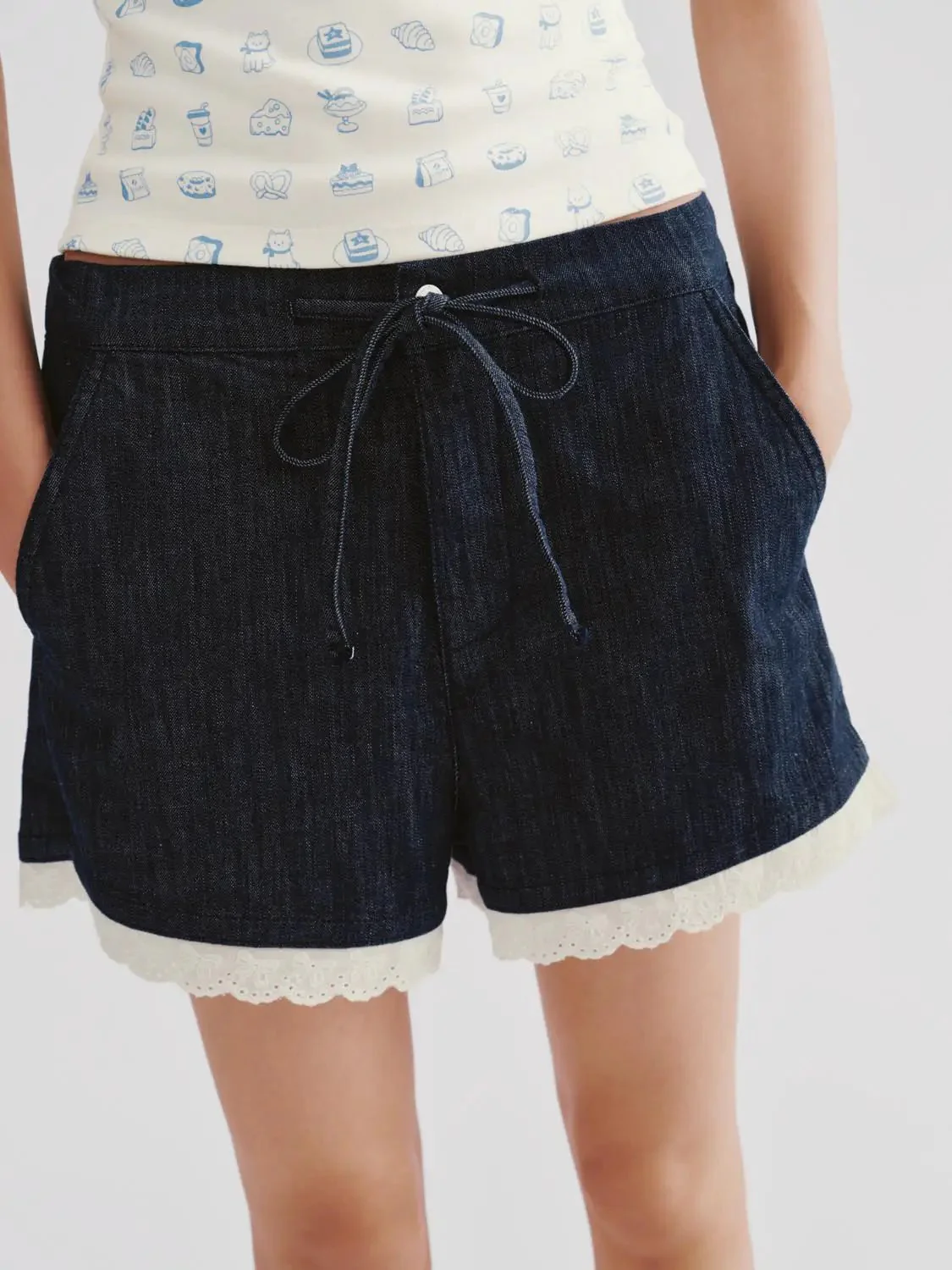5129-dark-denim-with-lace-trim-drawstring-shorts-5.webp Dark Denim With Lace Trim Drawstring Shorts