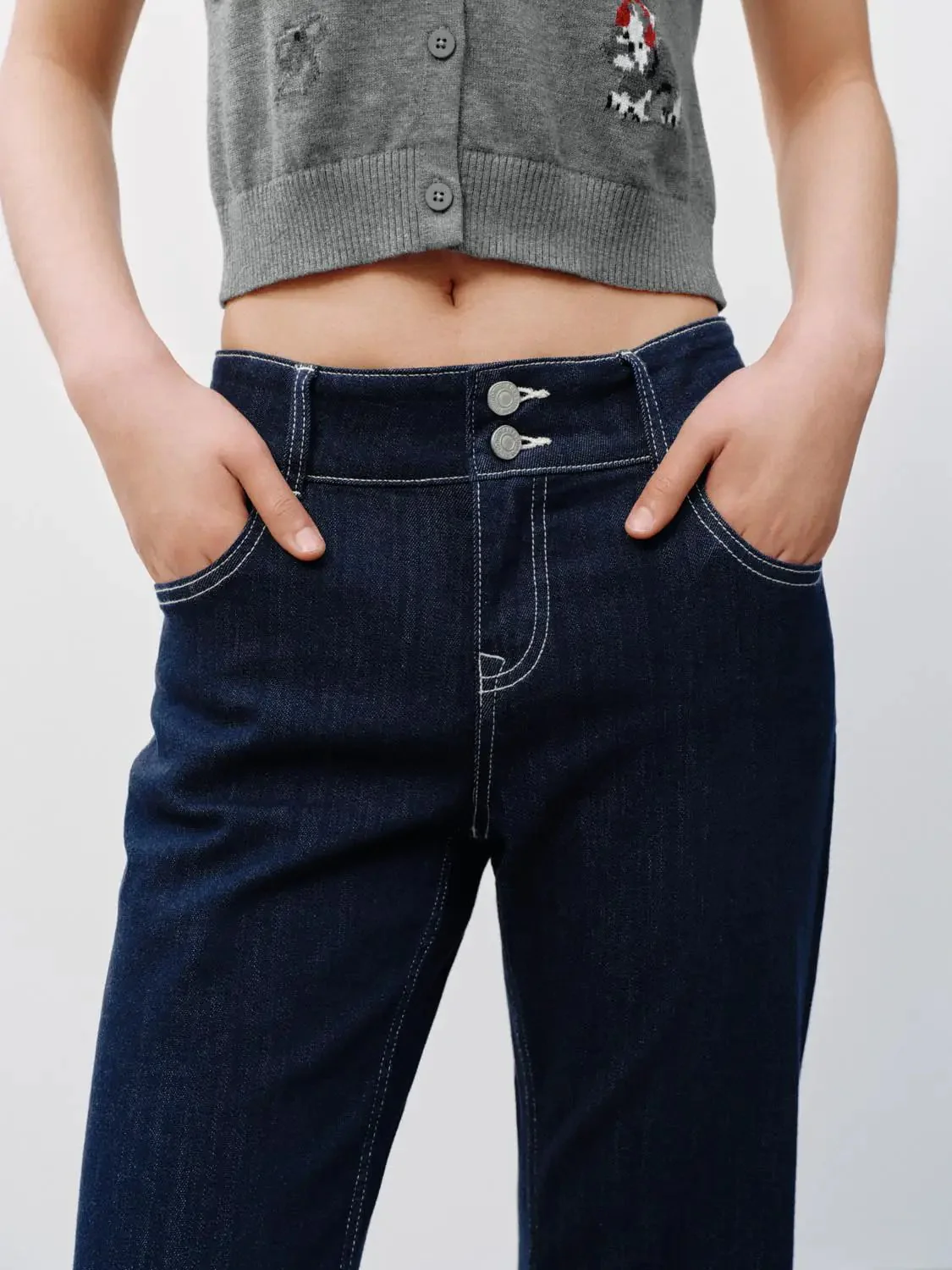 5136-high-rise-dark-indigo-denim-flare-leg-jeans-5.webp High Rise Dark Indigo Denim Flare Leg Jeans