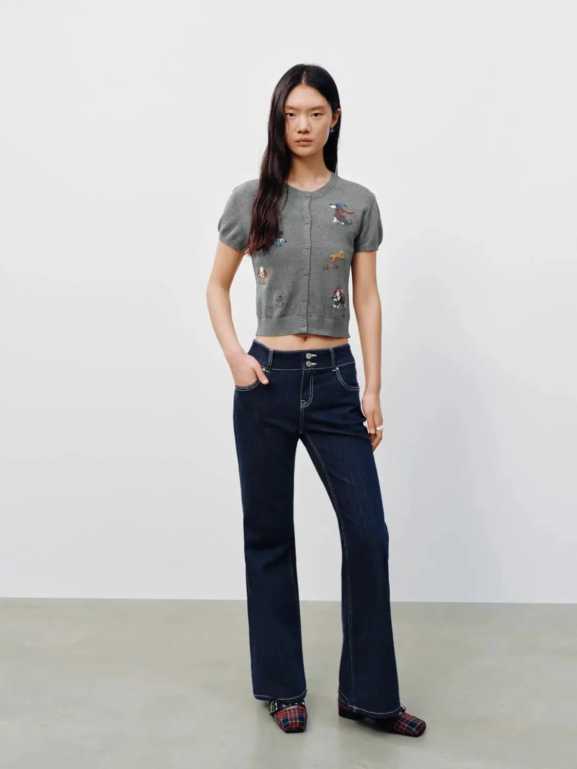 5136-high-rise-dark-indigo-denim-flare-leg-jeans-7.webp High Rise Dark Indigo Denim Flare Leg Jeans