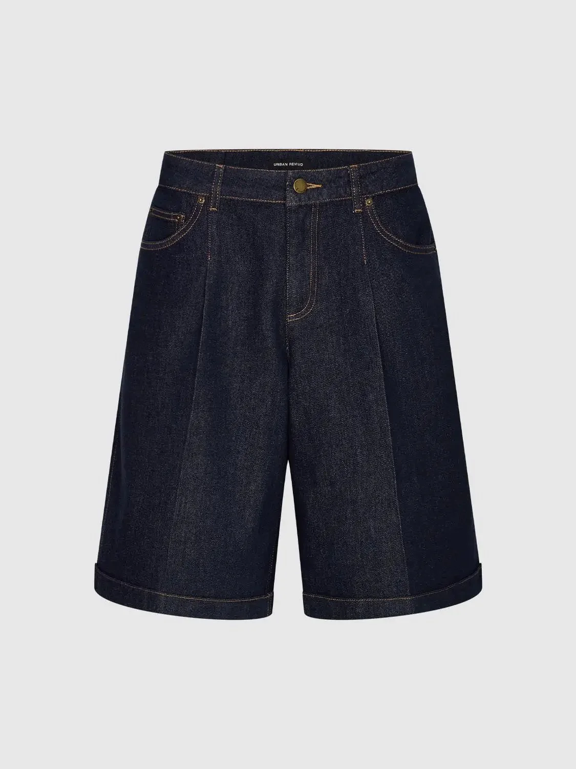 5182-dark-wash-stitch-detail-pleated-denim-shorts-2.webp Dark Wash Stitch Detail Pleated Denim Shorts