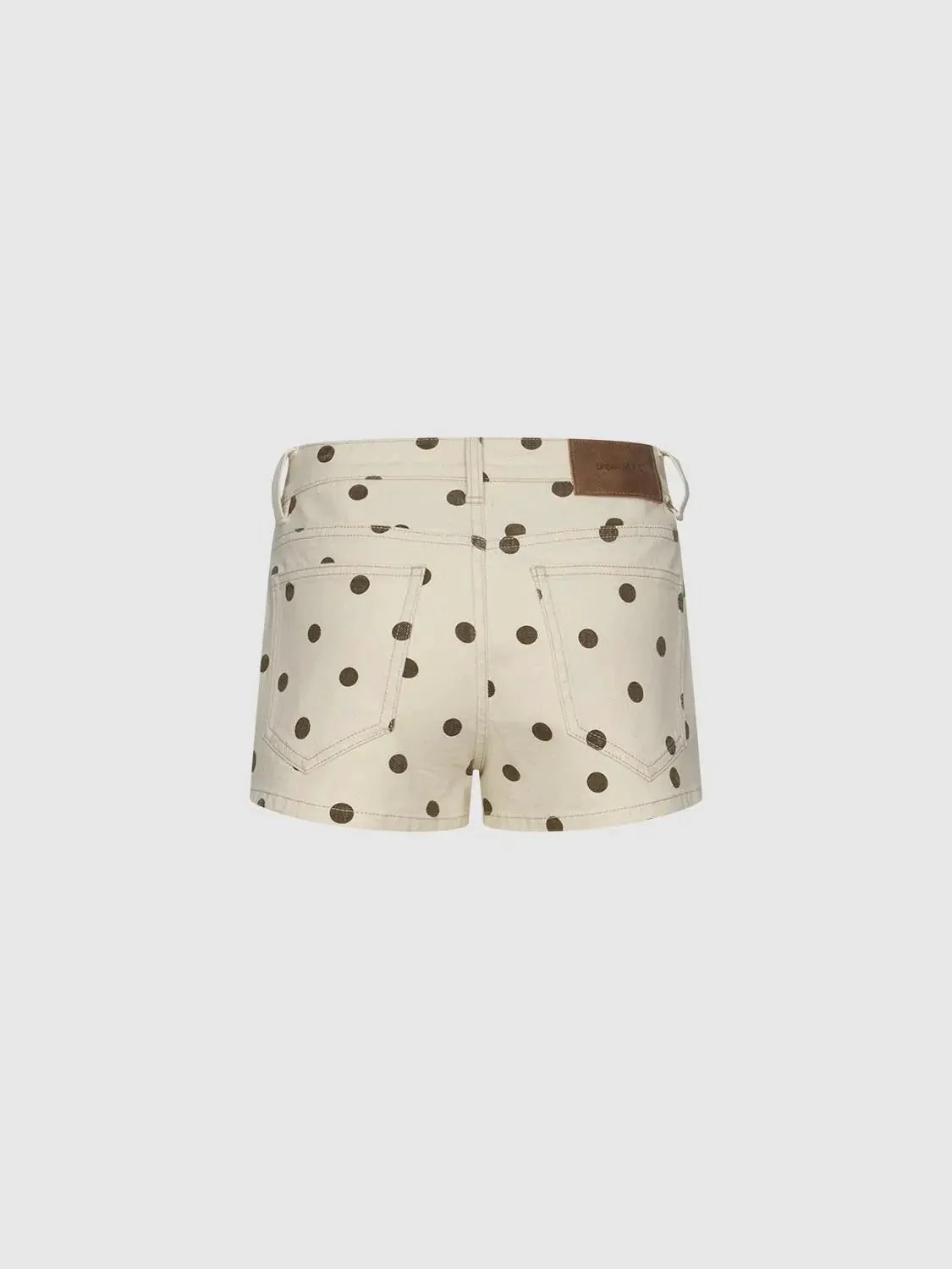 5230-beige-cotton-elastane-polka-dot-stretch-denim-shorts-2.webp Beige Cotton Elastane Polka Dot Stretch Denim Shorts