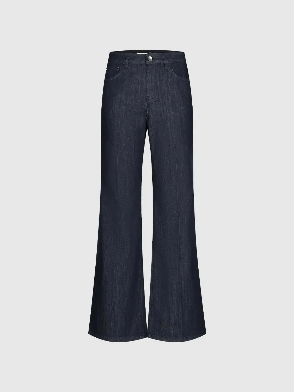 Cotton Blend Stretch Denim Wide Leg Jeans
