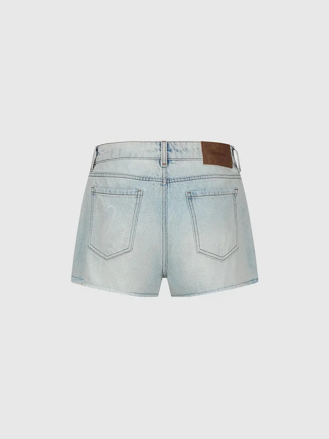 Light Wash Medium Stretch Comfort Fit Denim Shorts