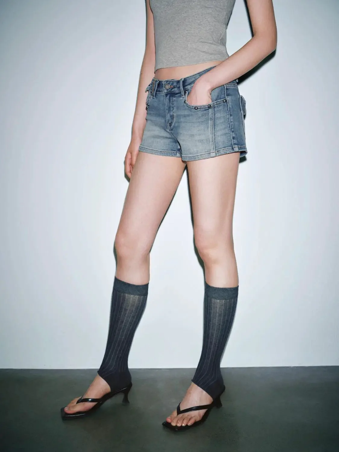 Stretch Patch Pocket Denim Shorts