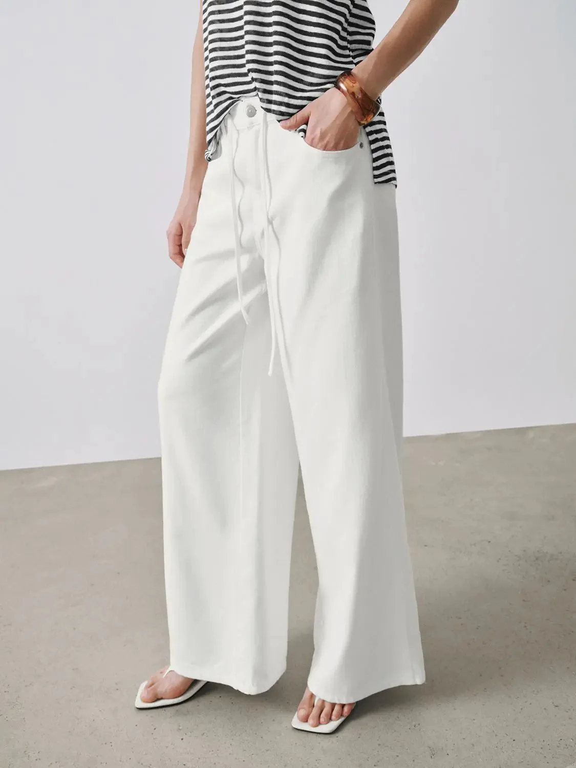 Drawstring Wide Leg Jeans