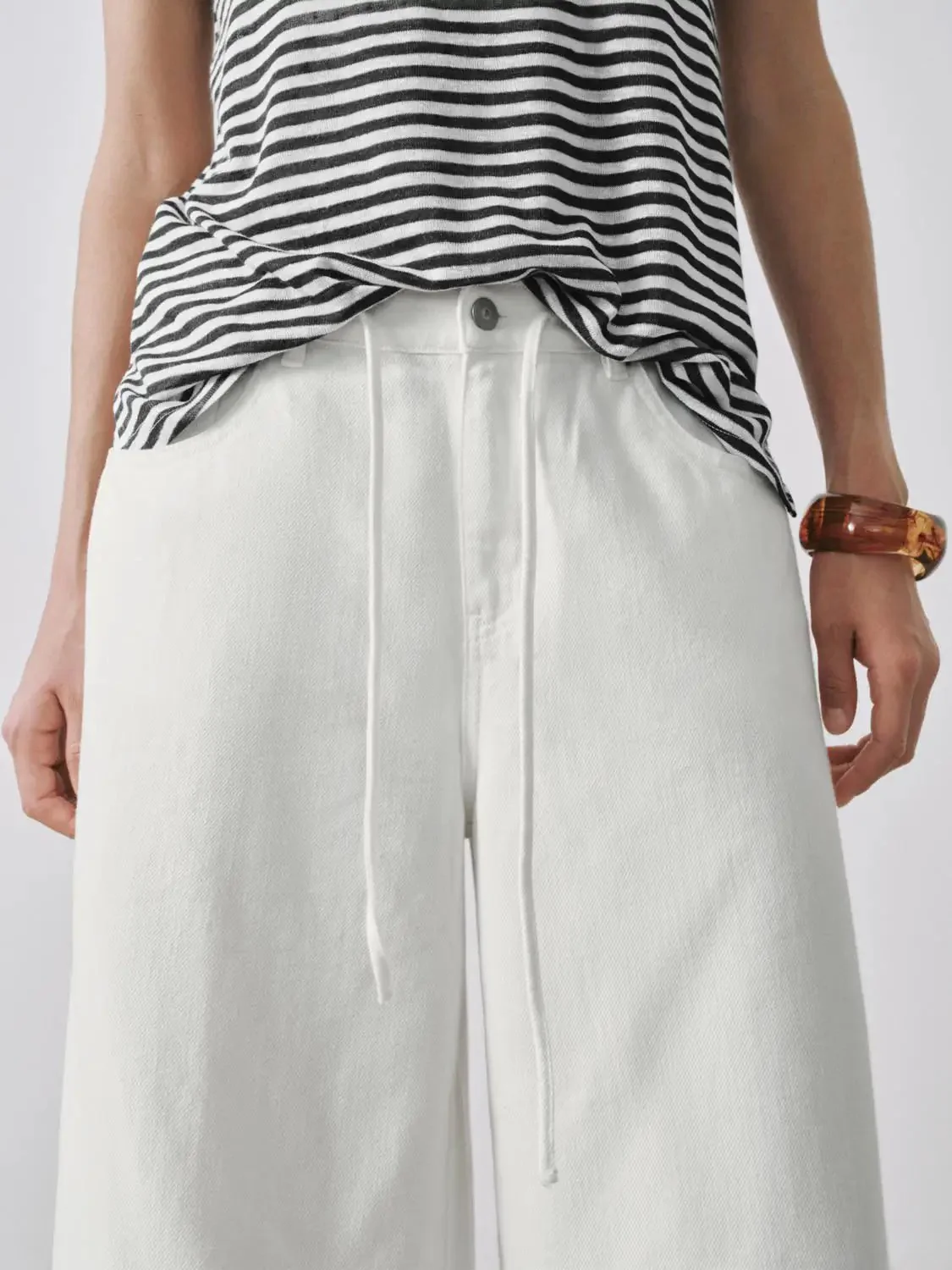 Drawstring Wide Leg Jeans