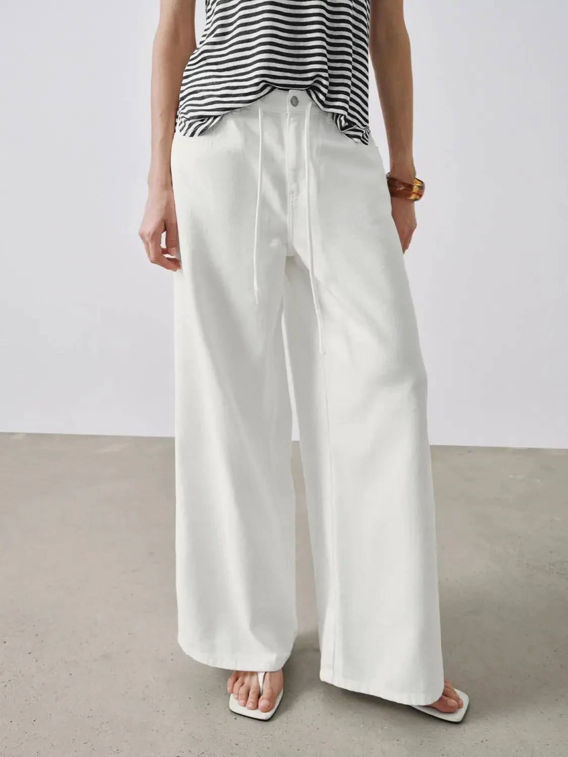 Drawstring Wide Leg Jeans