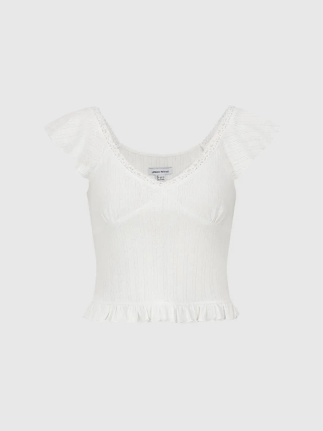5525-cotton-knit-with-lace-trim-and-frill-hem-t-shirts-1.webp Cotton Knit With Lace Trim And Frill Hem T-Shirts