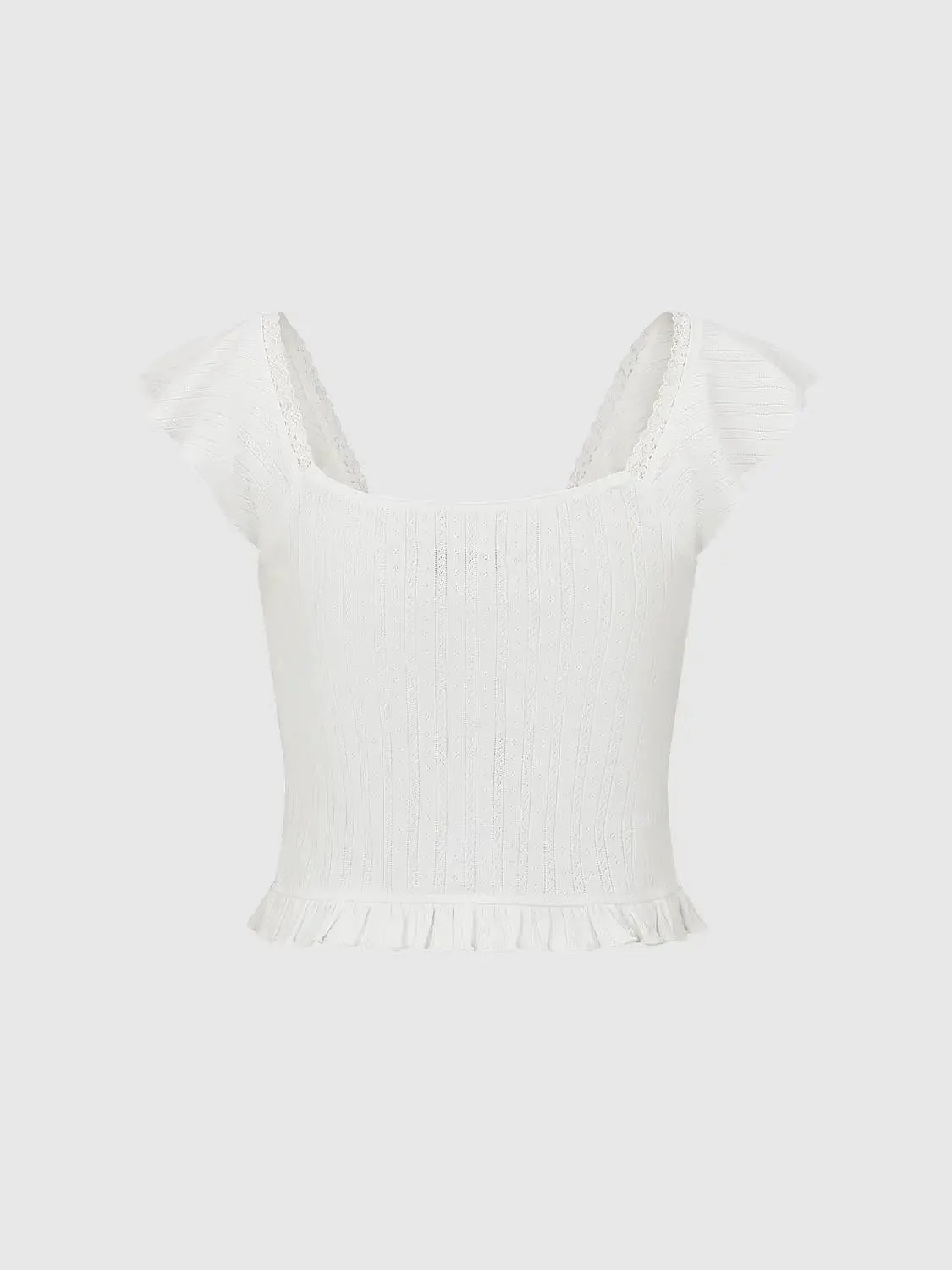 5525-cotton-knit-with-lace-trim-and-frill-hem-t-shirts-2.webp Cotton Knit With Lace Trim And Frill Hem T-Shirts