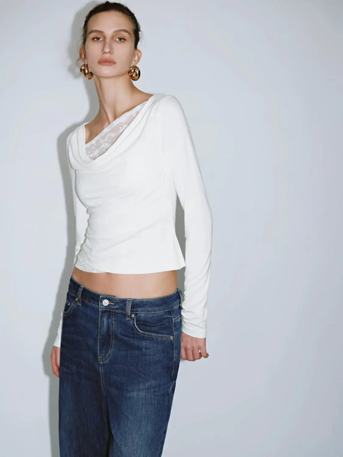 5531-white-lace-trim-cowl-neck-long-sleeve-top-2.webp White Lace Trim Cowl Neck Long Sleeve Top