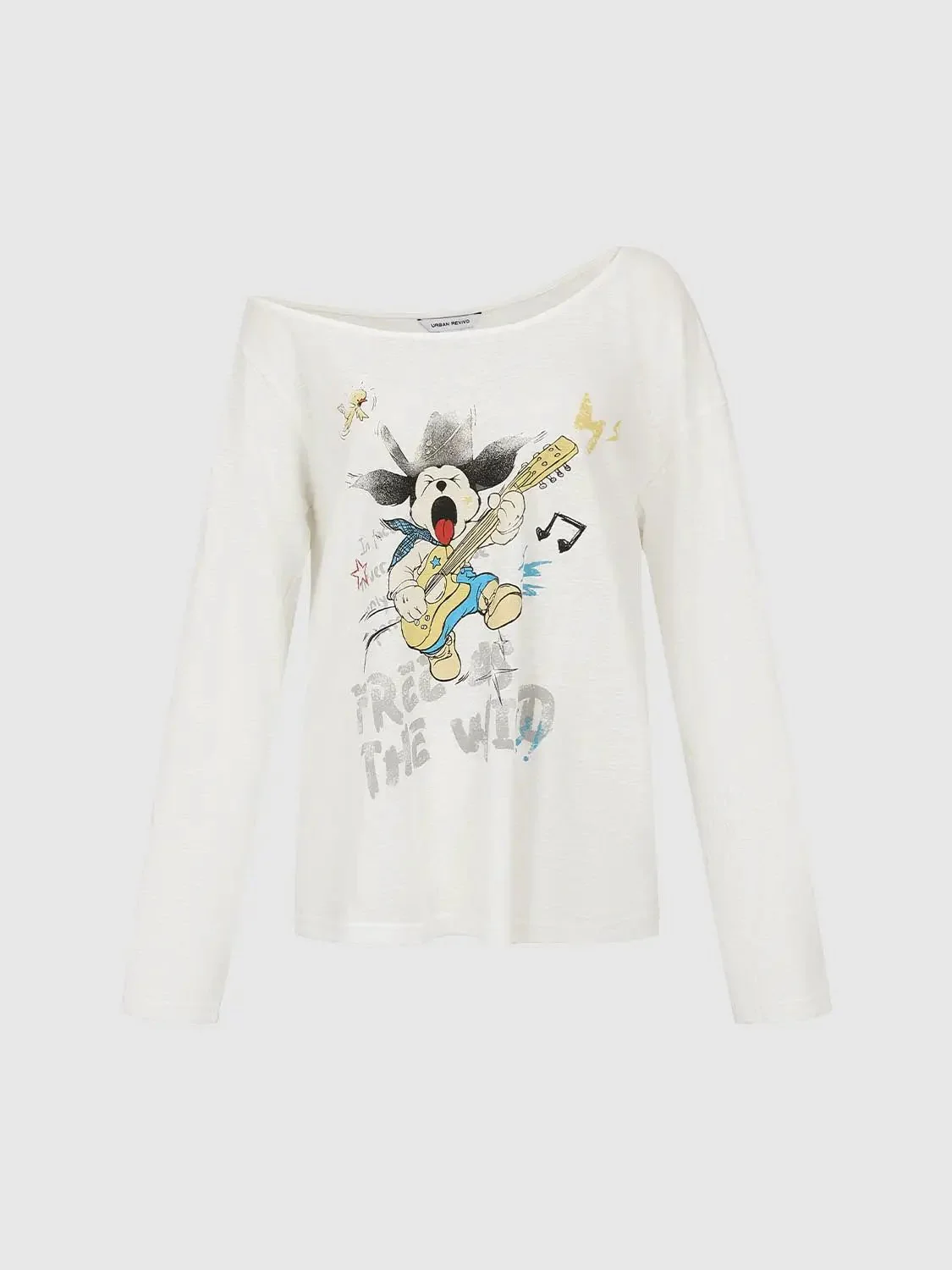 5562-cotton-graphic-guitar-print-one-shoulder-long-sleeve-t-shirts-4.webp Cotton Graphic Guitar Print One Shoulder Long Sleeve T-Shirts