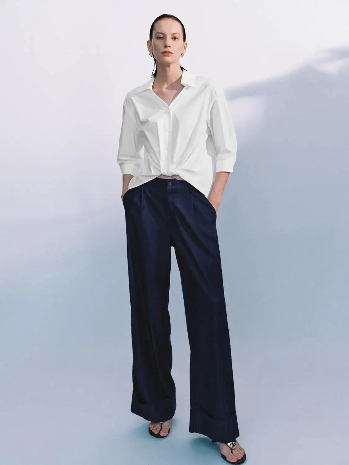 5574-cotton-button-down-with-front-knot-detail-relaxed-shirt-11.webp Cotton Button-Down With Front Knot Detail Relaxed Shirt
