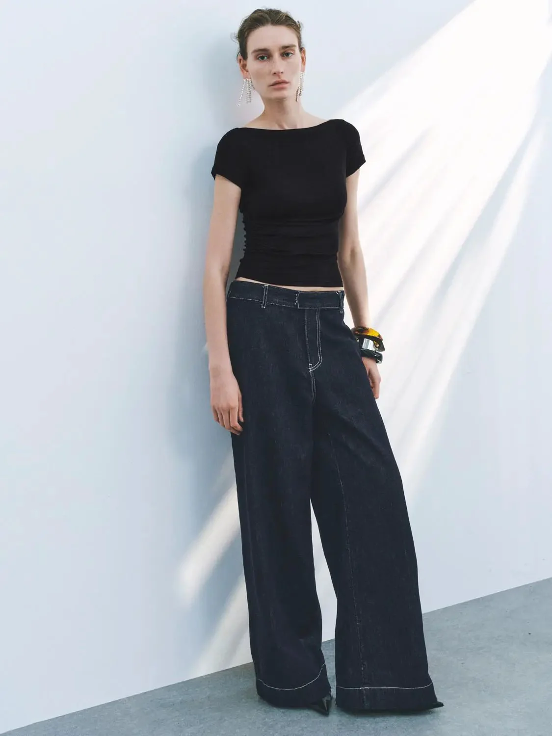 5598-lyocell-wool-blend-ruched-short-sleeve-t-shirts-11.webp Lyocell Wool Blend Ruched Short Sleeve T Shirts