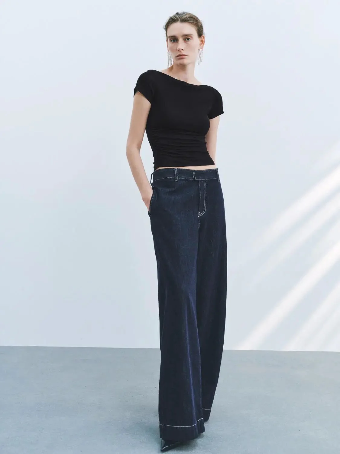 5598-lyocell-wool-blend-ruched-short-sleeve-t-shirts-12.webp Lyocell Wool Blend Ruched Short Sleeve T Shirts