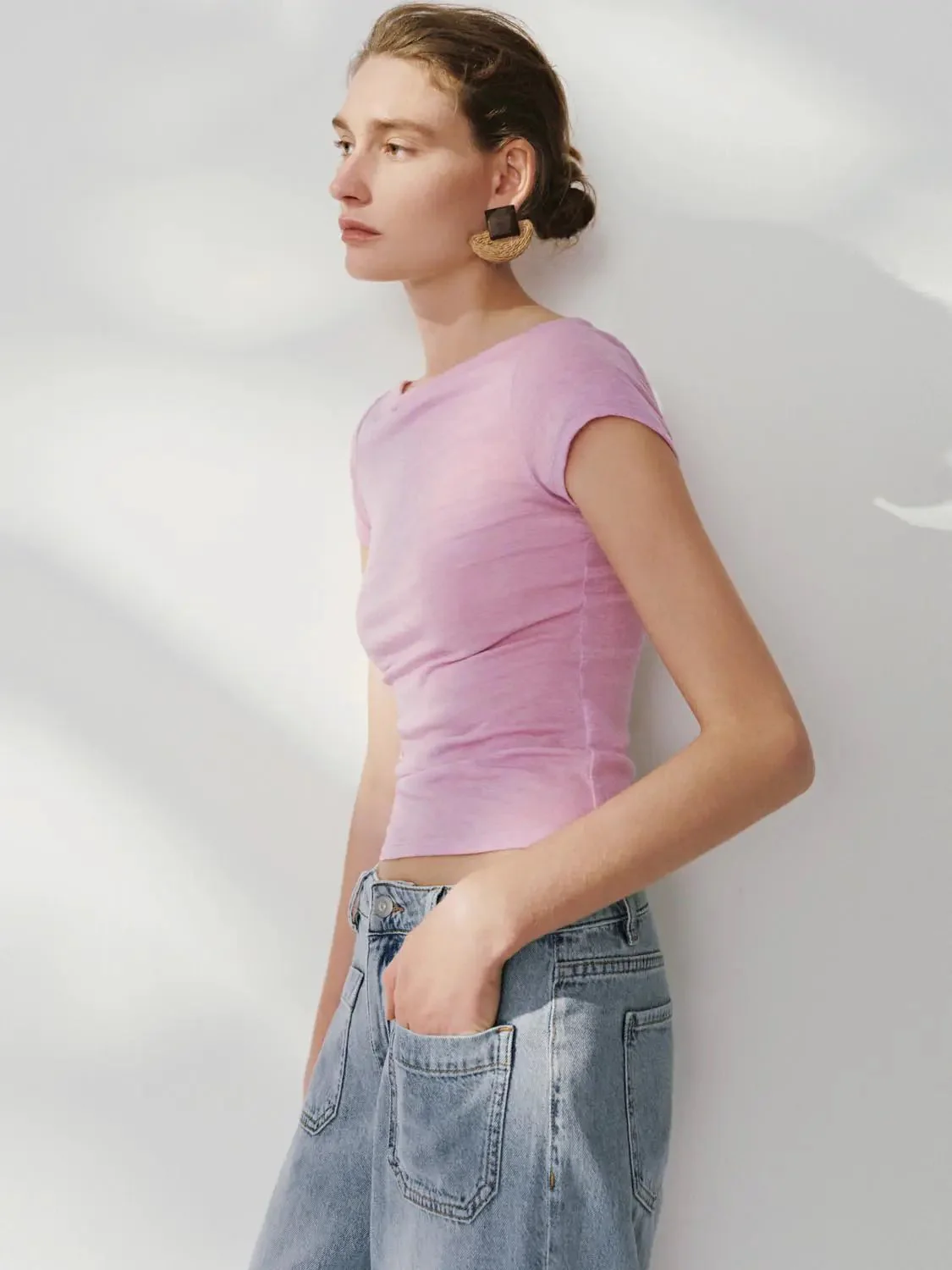 5598-lyocell-wool-blend-ruched-short-sleeve-t-shirts-23.webp Lyocell Wool Blend Ruched Short Sleeve T Shirts
