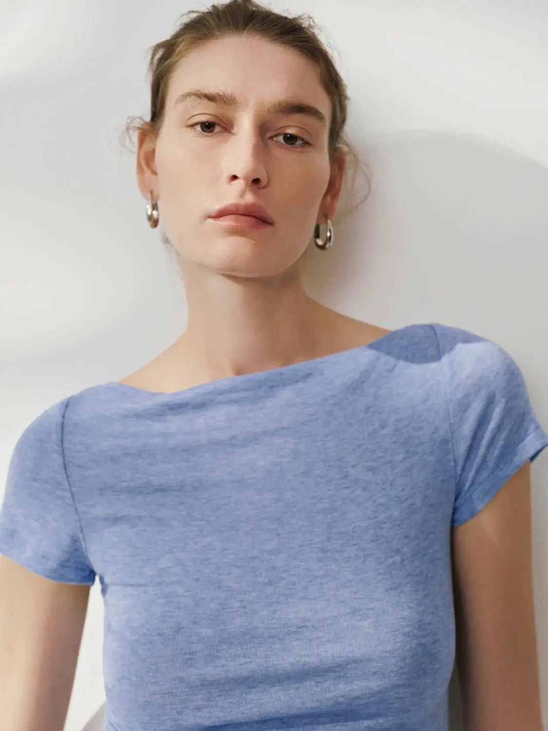 5598-lyocell-wool-blend-ruched-short-sleeve-t-shirts-3.webp Lyocell Wool Blend Ruched Short Sleeve T Shirts