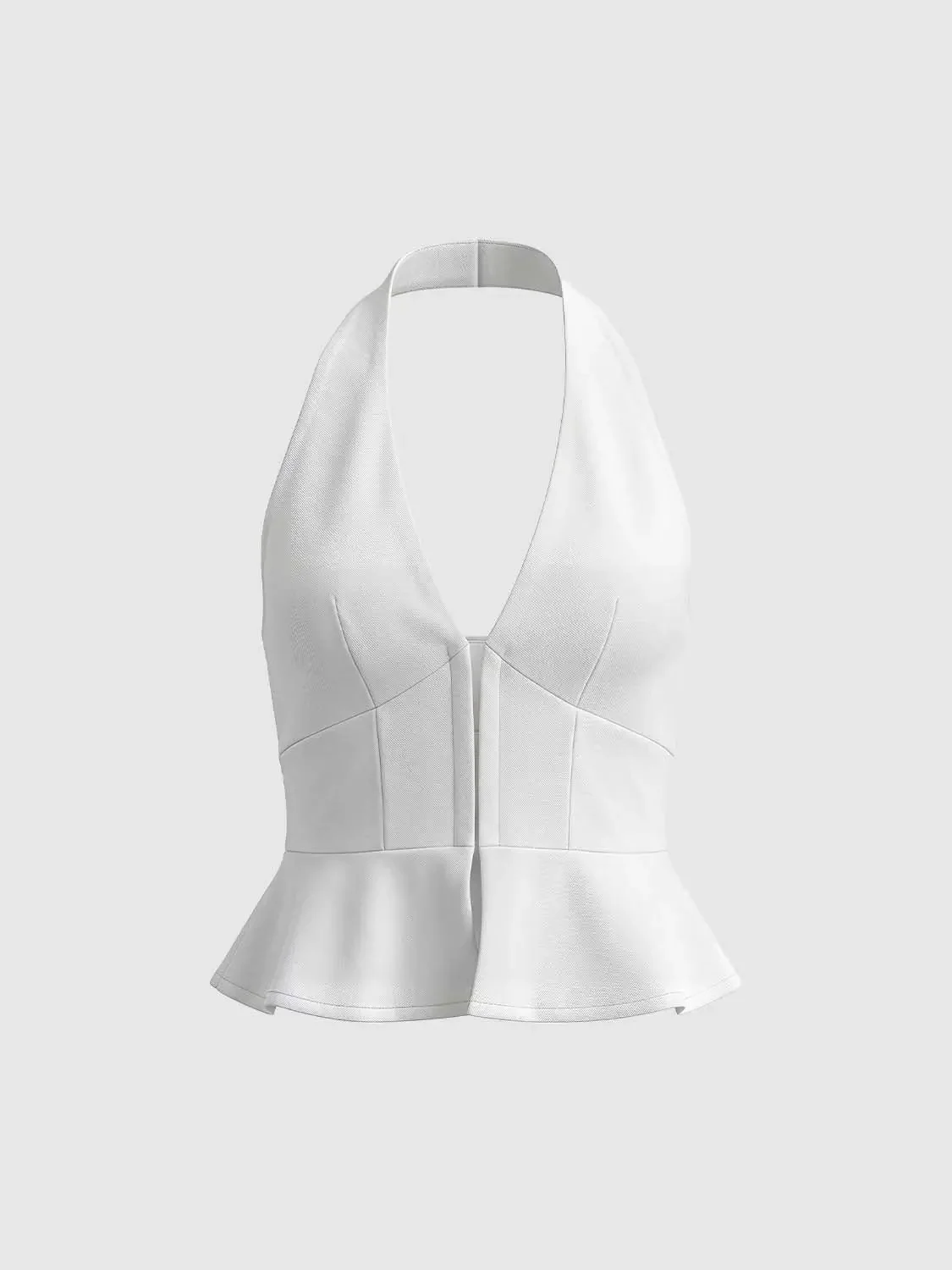 5615-peplum-thick-zipper-front-white-elegant-fit-versatile-halter-sleeveless-shirts-7.webp Peplum Thick Zipper Front White Elegant Fit Versatile Halter Sleeveless Shirts