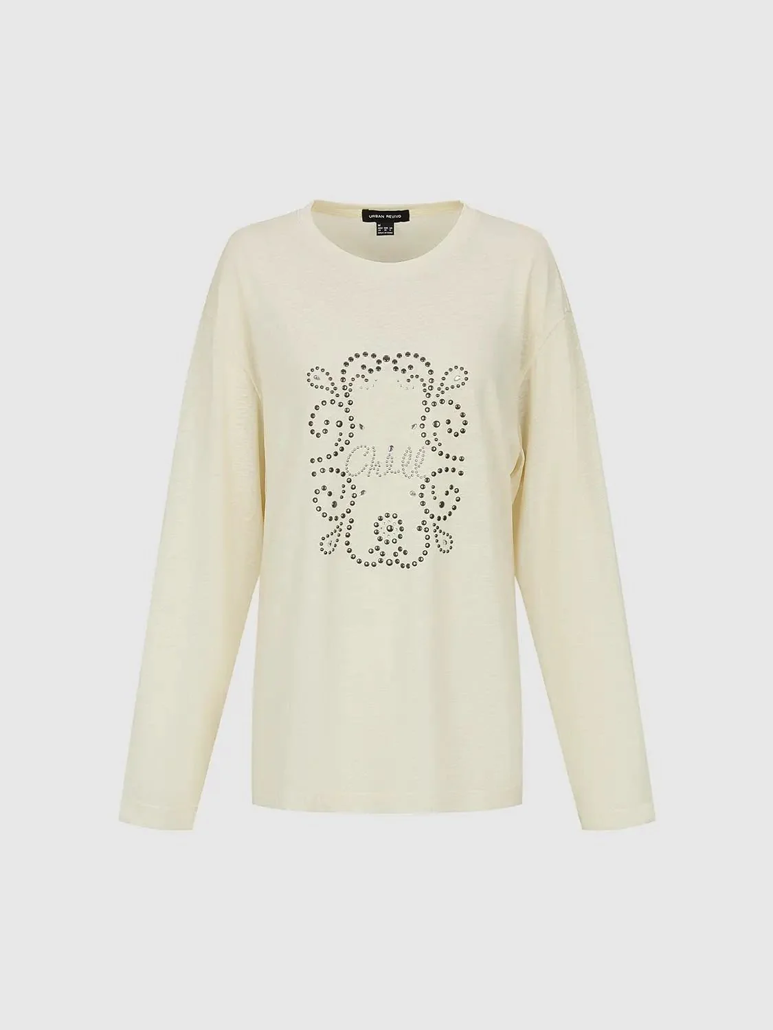 Rhinestone Embellished Casual Chic Long Sleeve T-Shirts