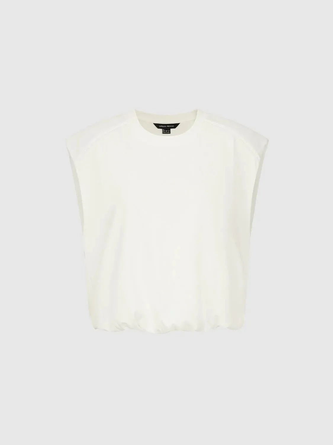 Elastic Hem Crew Neck T-Shirts