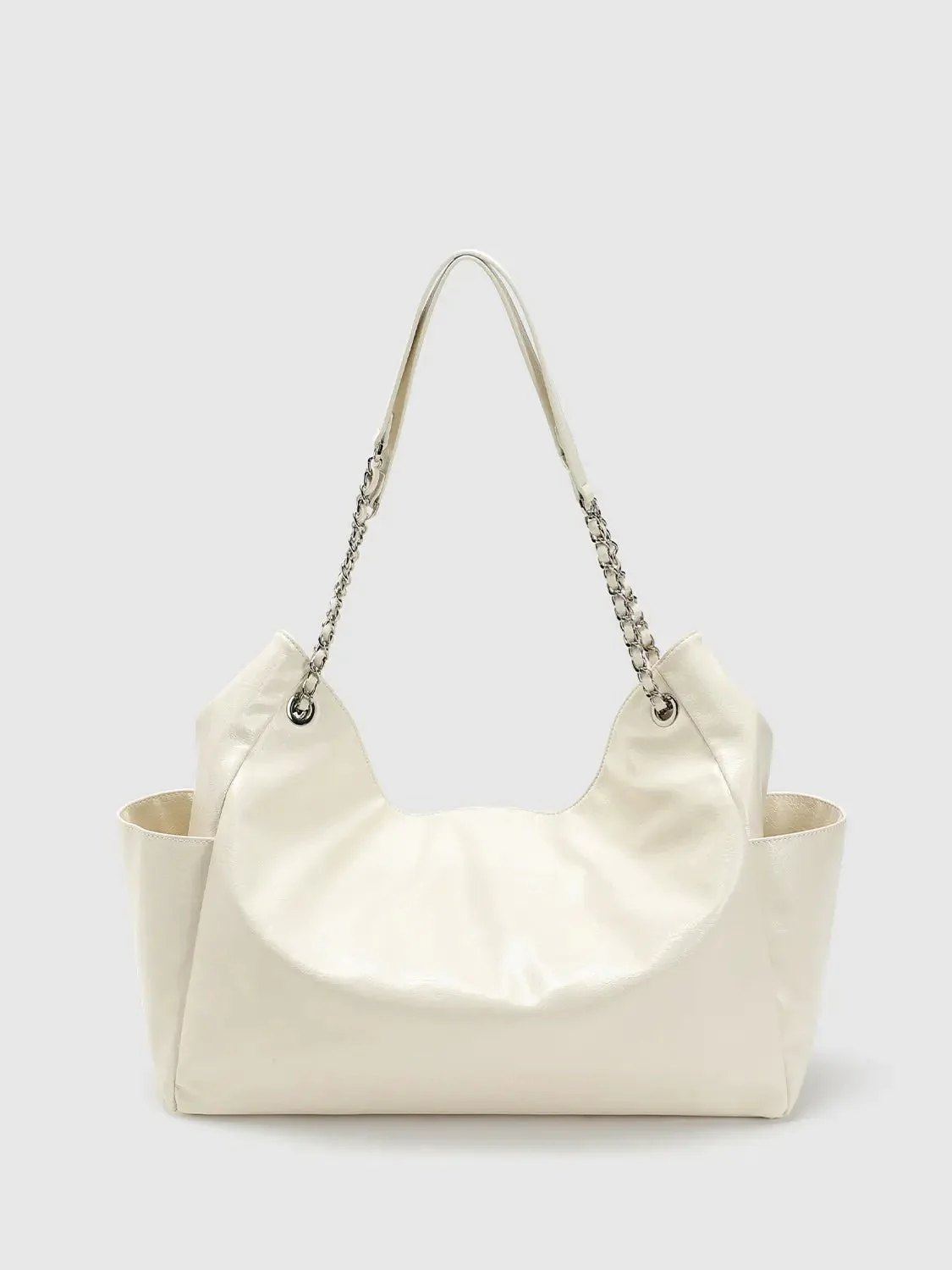 5707-faux-leather-tote-with-chain-strap-stylish-hobo-shoulder-bags-2.webp Faux Leather Tote With Chain Strap Stylish Hobo Shoulder Bags