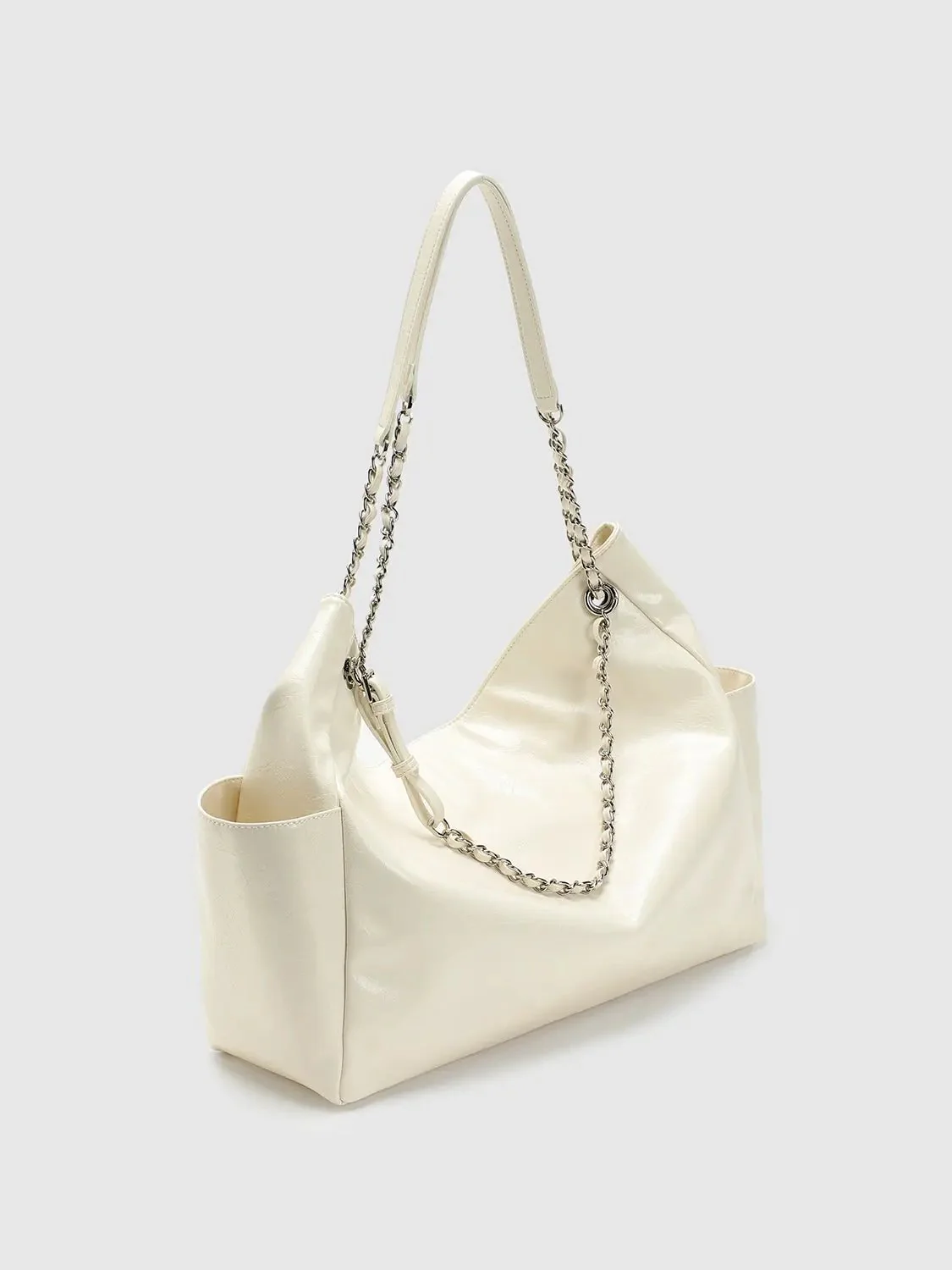 5707-faux-leather-tote-with-chain-strap-stylish-hobo-shoulder-bags-3.webp Faux Leather Tote With Chain Strap Stylish Hobo Shoulder Bags