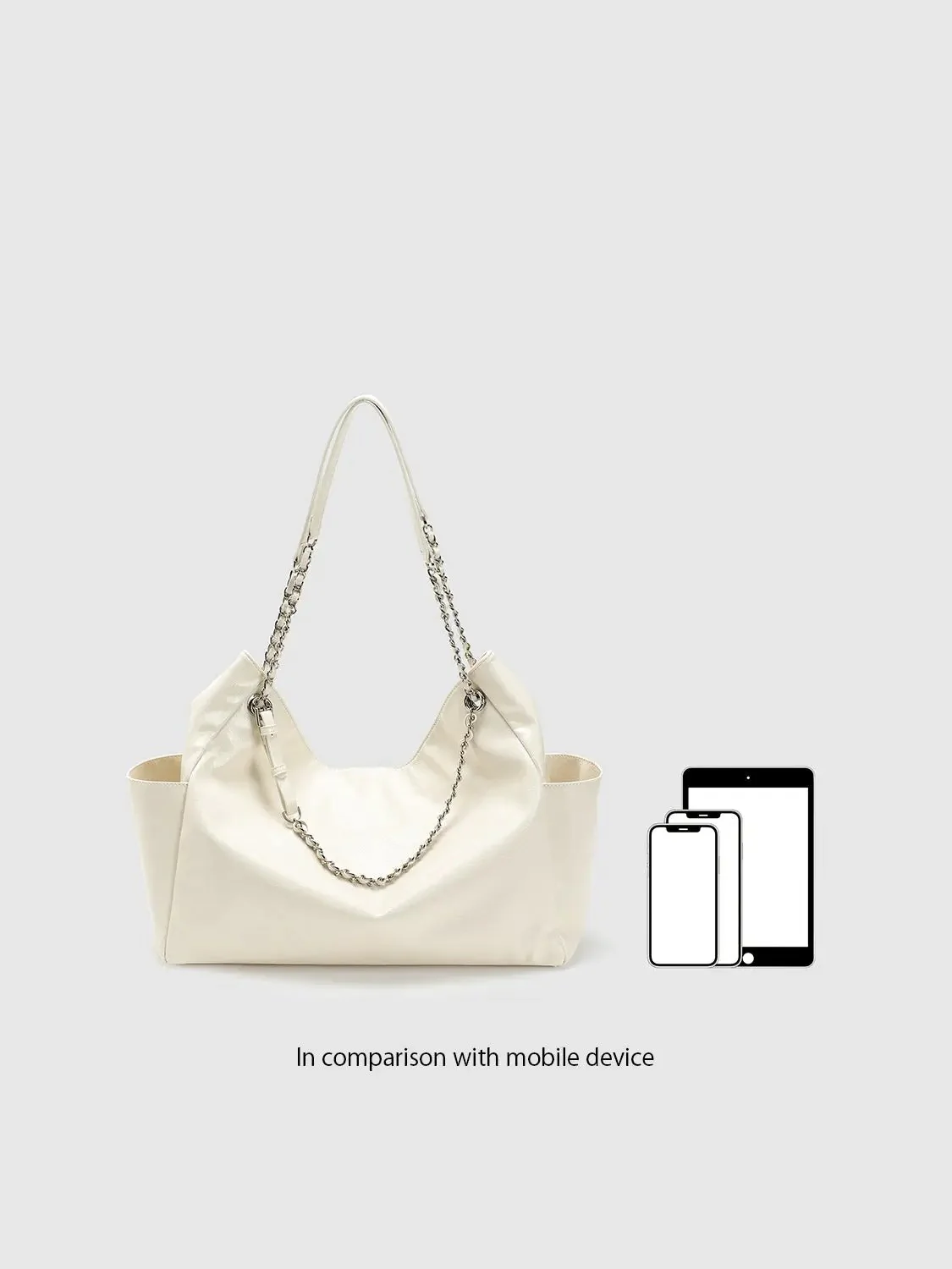 5707-faux-leather-tote-with-chain-strap-stylish-hobo-shoulder-bags-7.webp Faux Leather Tote With Chain Strap Stylish Hobo Shoulder Bags