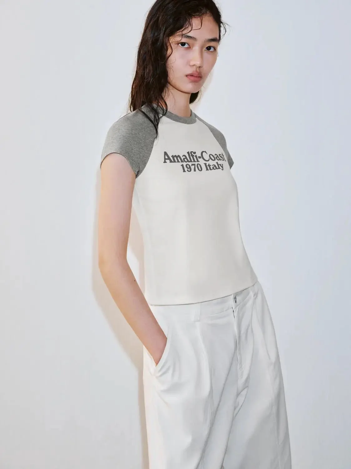 Contrast Sleeve Cotton Elastane Raglan T-Shirts