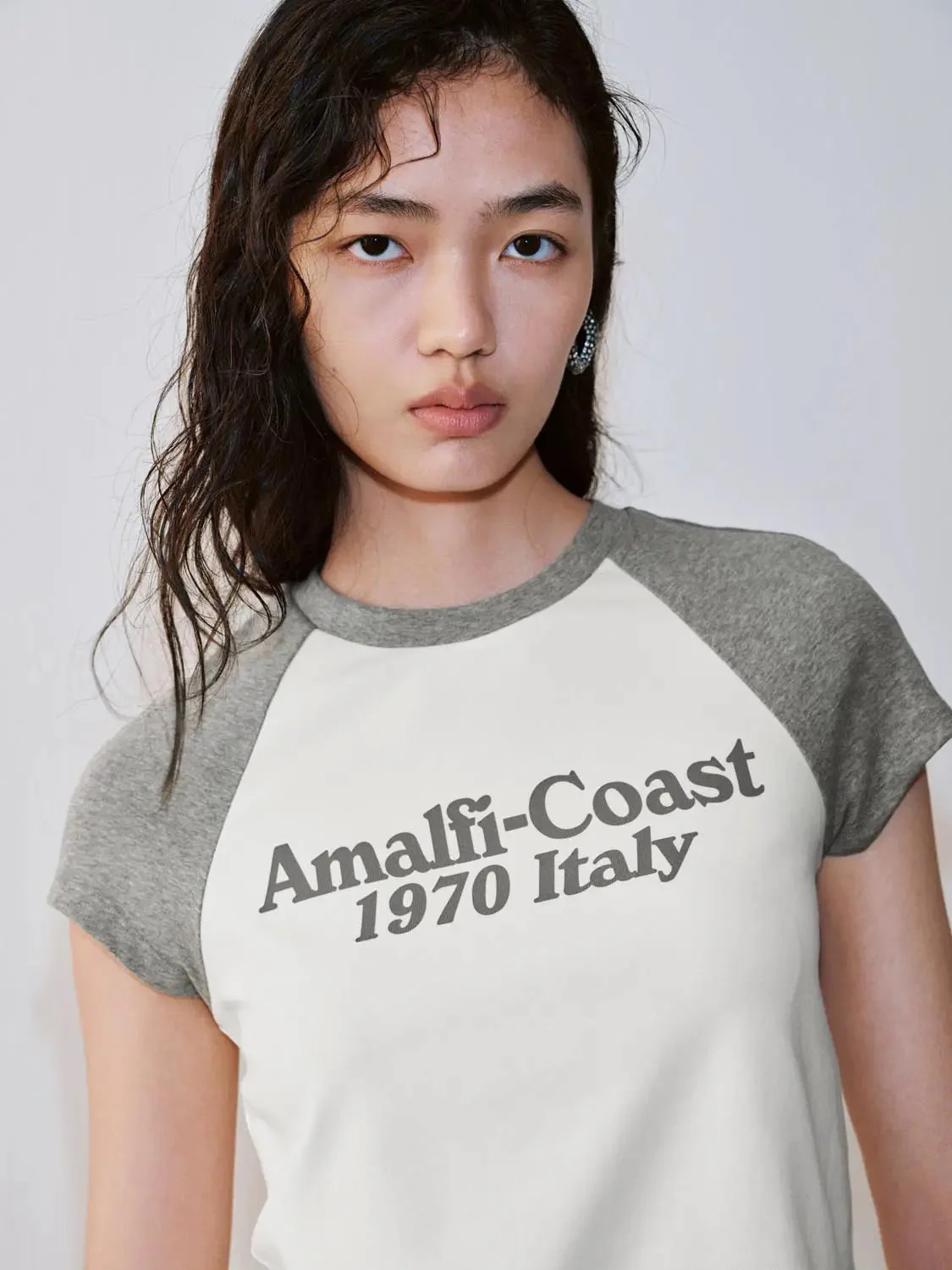 Contrast Sleeve Cotton Elastane Raglan T-Shirts