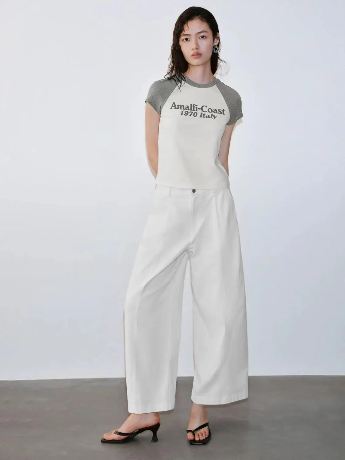 Contrast Sleeve Cotton Elastane Raglan T-Shirts
