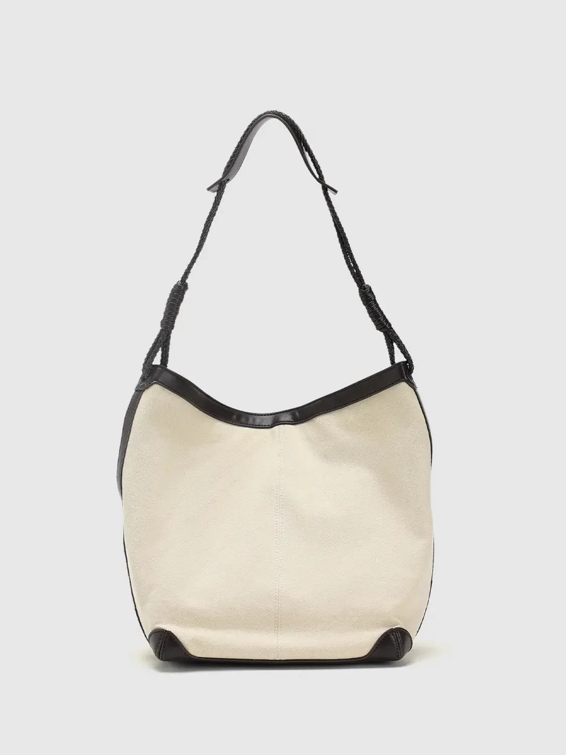 Canvas And Faux Leather Braided Strap Shoulder Bags