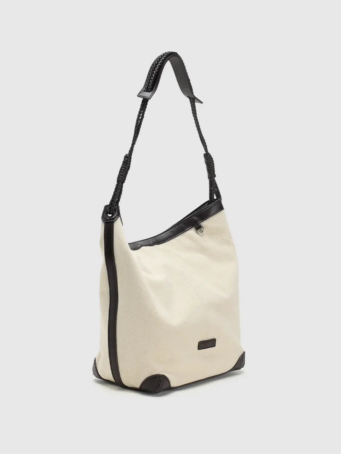 Canvas And Faux Leather Braided Strap Shoulder Bags