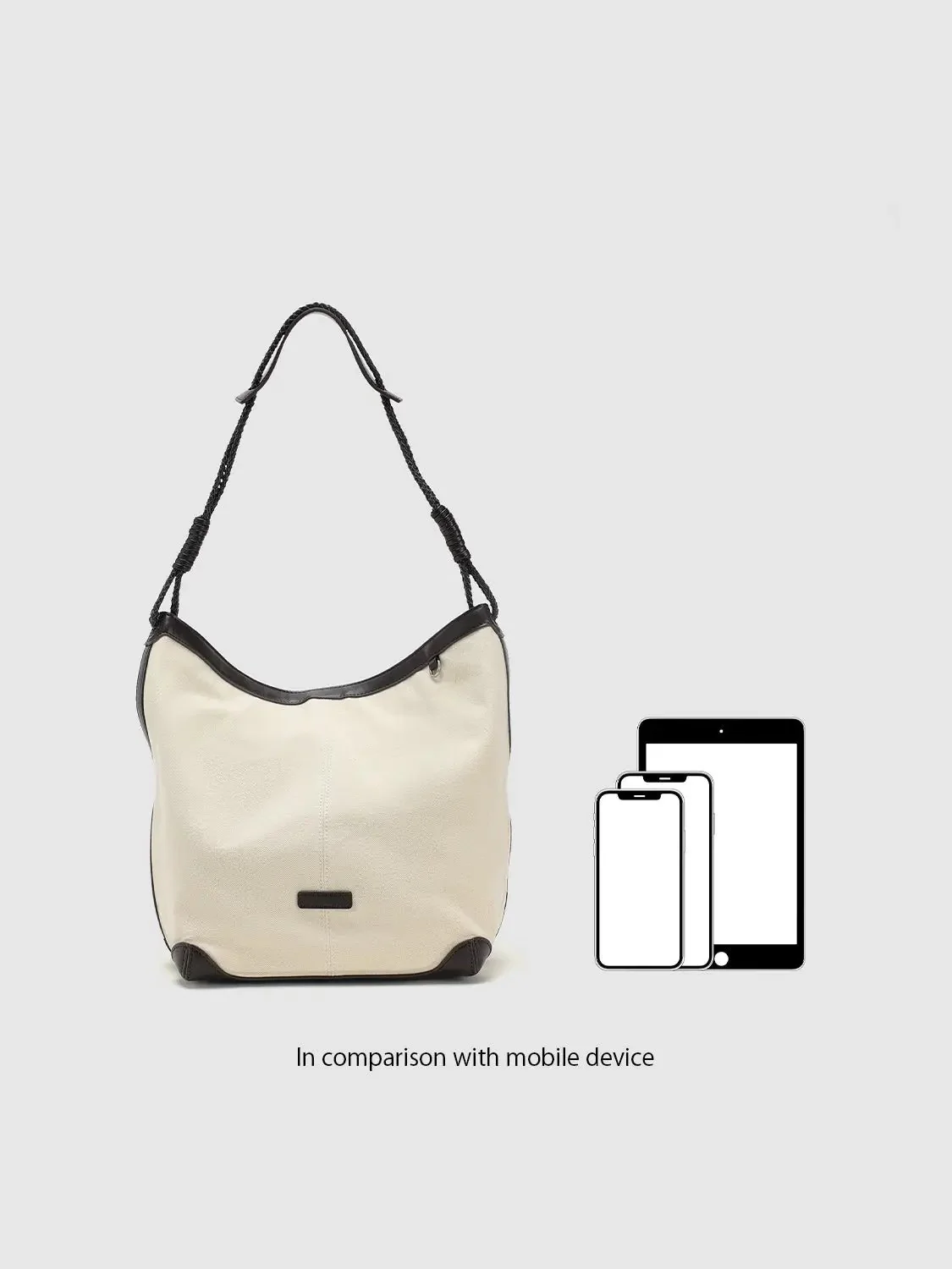 Canvas And Faux Leather Braided Strap Shoulder Bags