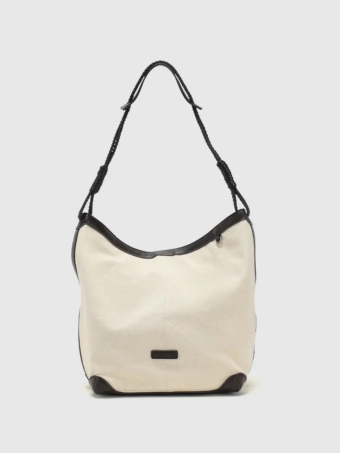 Canvas And Faux Leather Braided Strap Shoulder Bags