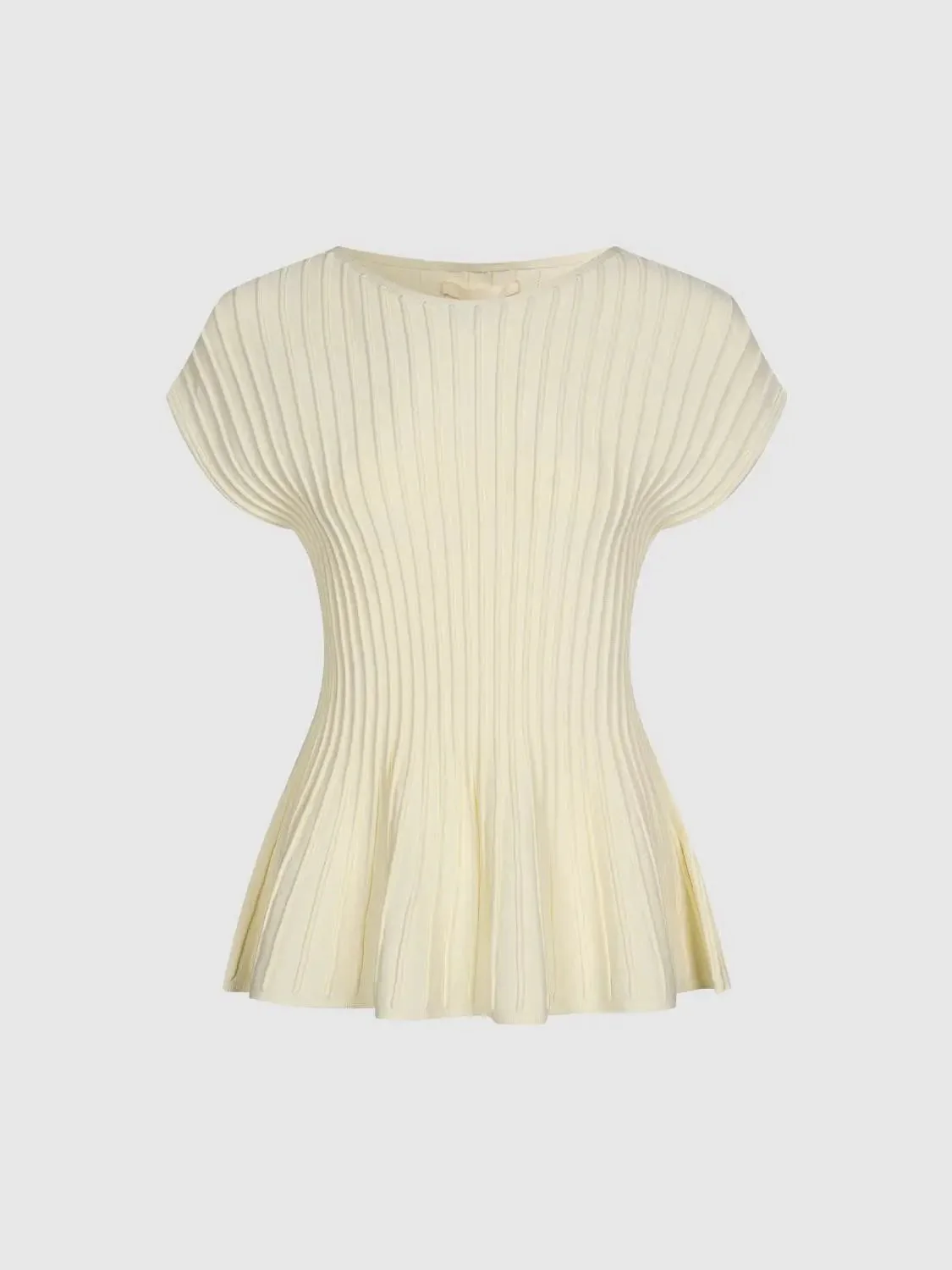 Viscose Blend Rib Knit With Sculpted Vertical Ribs T-Shirts